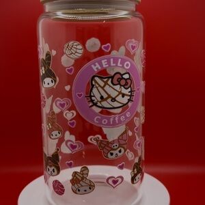 Hello Kitty Glass Jar with Pink and White Accents